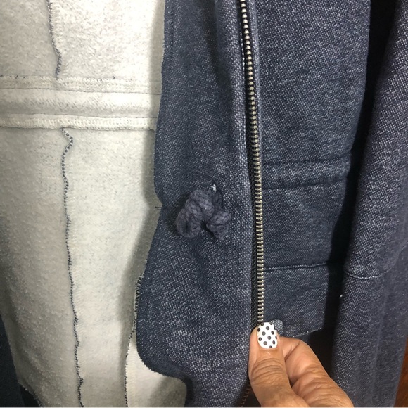 INSIGHT Hooded Fleece Lined Jersey Knit Jacket with Pockets Navy Sz S - Picture 6 of 14